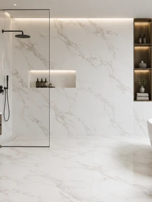 Matētas flīzes SANTORINI WHITE MARBLE, 60x120 cm, TS